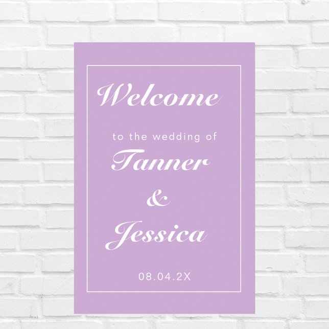 Soft Purple & White Modern Wedding Welcome Poster (Criador carregado)