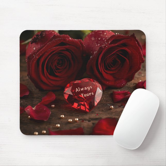 Soft Red Rose Romantic Valentine Office Mousepad (Com mouse)