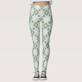 Soft Sage Green Floral Geometric Pattern Leggings