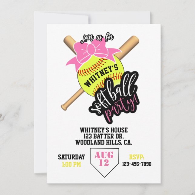 softball, festa de softball, tema de beisebol, gar (Frente)