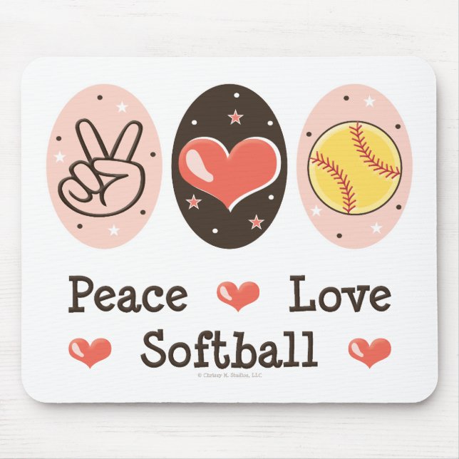 Softball Mousepad do amor da paz (Frente)