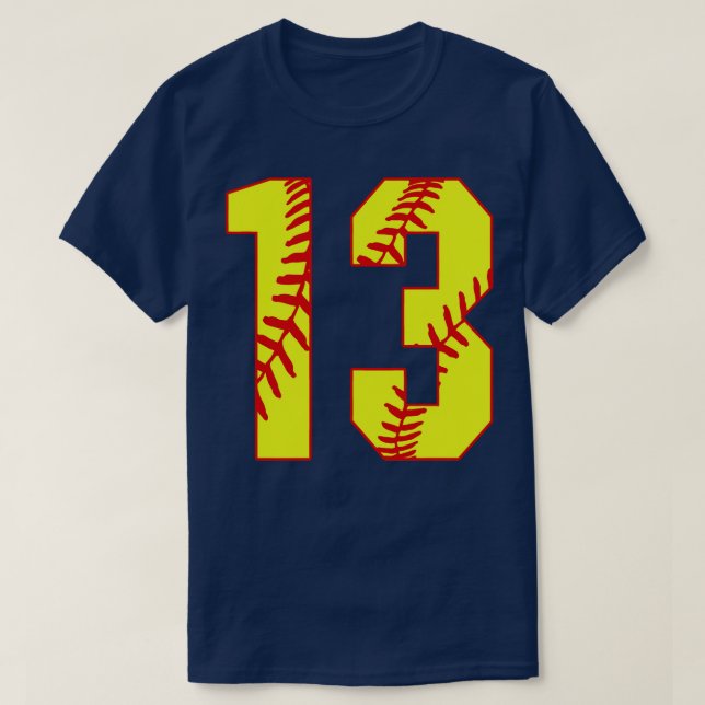 Softball Número 13 13 Camisa de Softball Jer (Frente do Design)