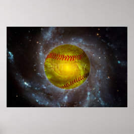 Softball personalizável no Poster de galáctico esp