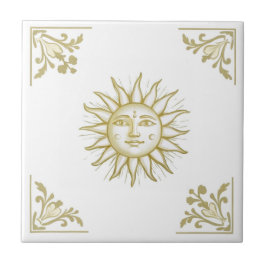 Sol Celestial com Face Dourada e Branca no estilo