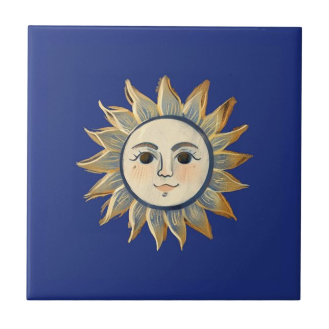 Sol Celestial com Face Dourado e Azul Escuro (Frente)