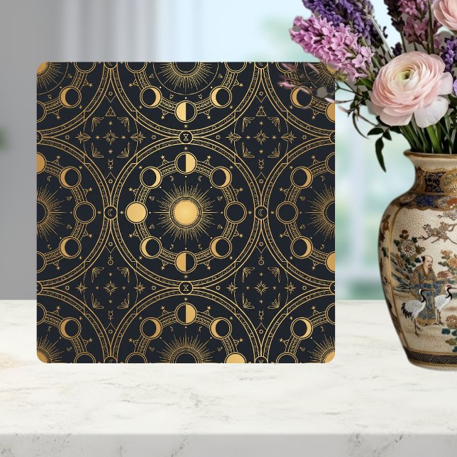 Sol Celestial Dourado Fases da Lua Padrão Geométri (Criador carregado)