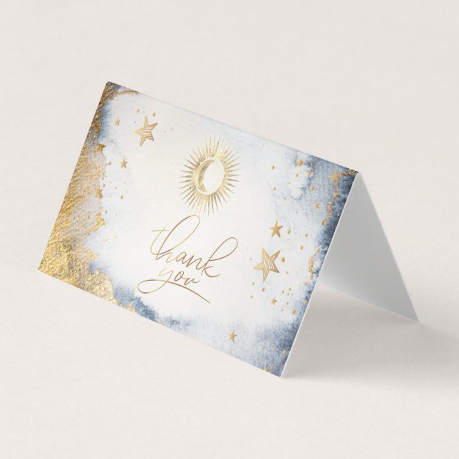 Sol Celestial,Lua,Estrelas Cartões de agradeciment (Frente)