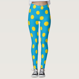 Sol & Céu: Bolinhas Amarelas em Leggings Azul Cele
