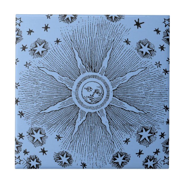 Sol Estrelas Antigo Céu Noturno Zodíaco Medieval (Frente)