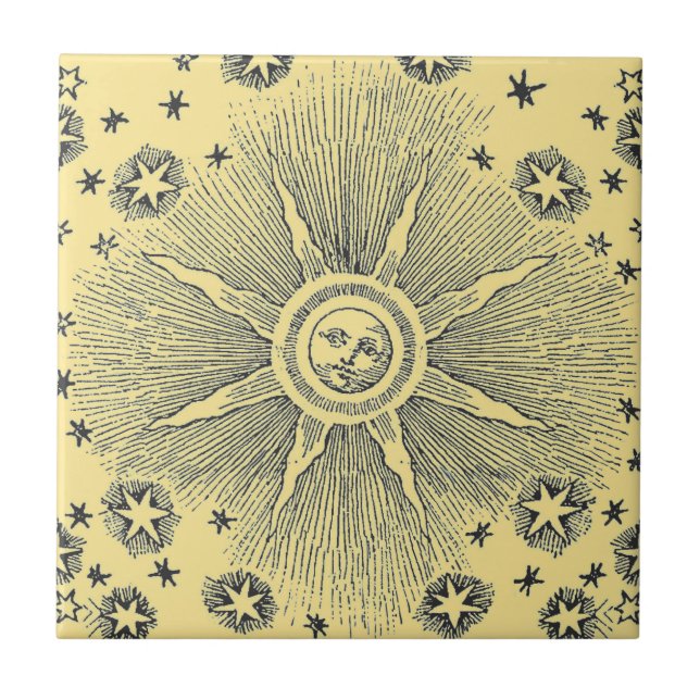 Sol Estrelas Céu Noturno Antigo Zodíaco Medieval (Frente)