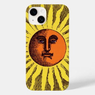 Sol Hippie Feliz Sorridente Amarelo Celestial Vint