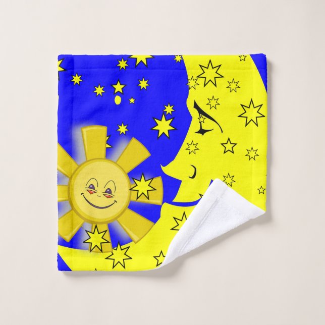 Sol Lua Azul Lava Mãos Banheiro Conjunto de Toalha (Pano de lavar)