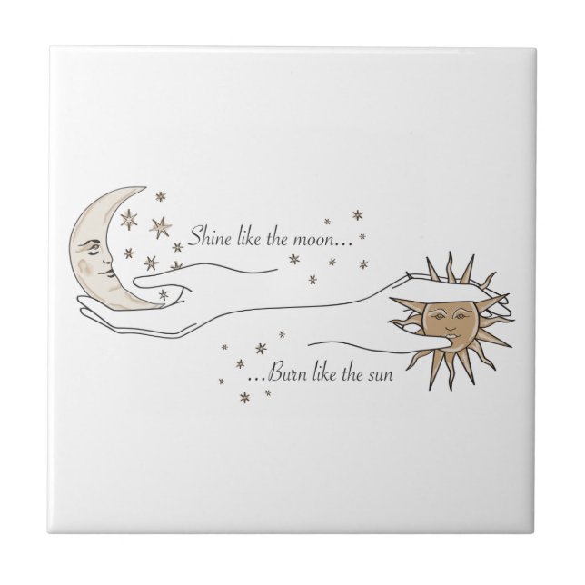 Sol, Lua e Estrelas - Azulejo cerâmico (Frente)