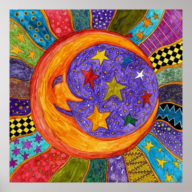 Sol, Lua e Estrelas Poster de 24" x 24" (Frente)