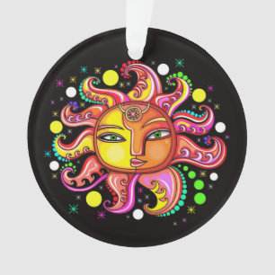 Sol Lua Estrelas Ornamento Sunface
