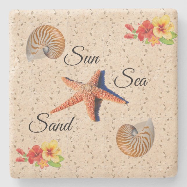 Sol, mar, porta copos de pedra (Frente)