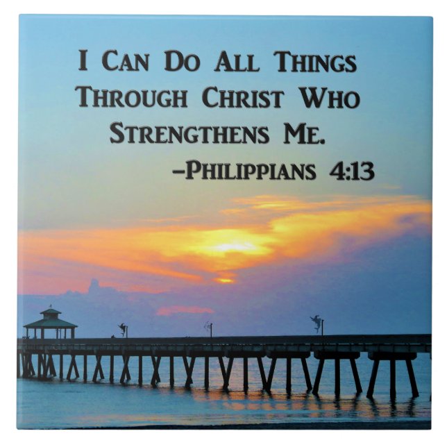 SOL NO PIER PHILIPIANS 4:13 AZULEJO CERÂMICO (Frente)