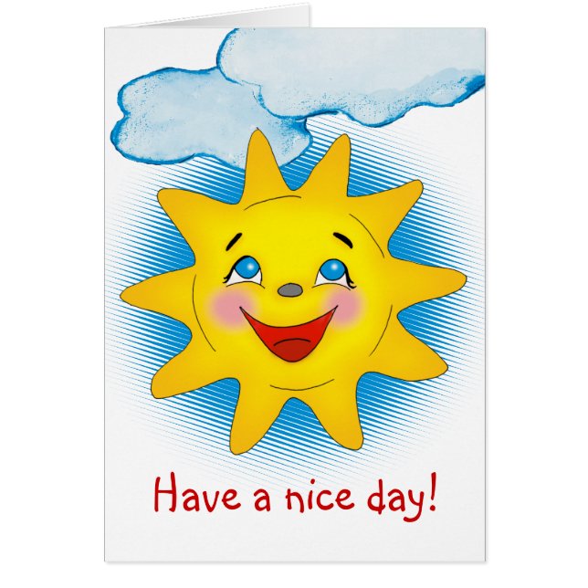 Sol & nuvens felizes - modelo do cartão (Frente)