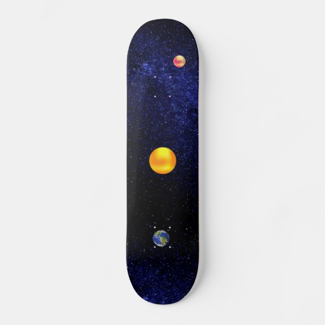 Sol & planeta terra em skateboard da galáxia (Frente)