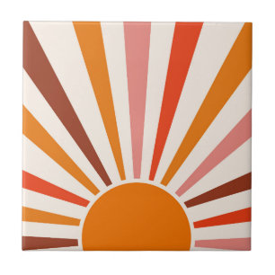 Sol Retro Burst Sunset Laranja Amarelo Vermelho Co