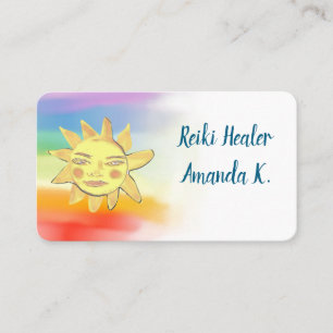 Sol, rosto feliz, psíquico, Reiki, Cartões de visi