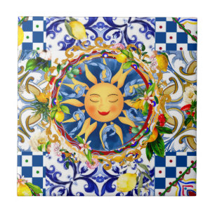 Sol siciliano,limão,azulejos mediterrâneos