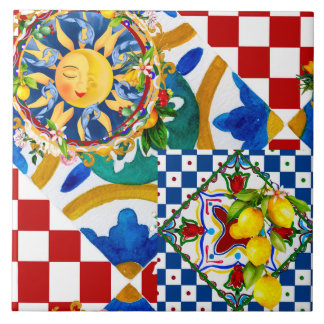 Sol siciliano,limão,azulejos mediterrâneos