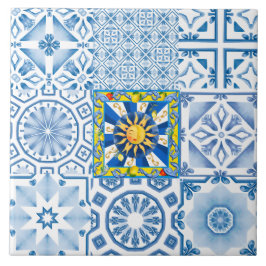 Sol siciliano, limão, mosaico, majolica,