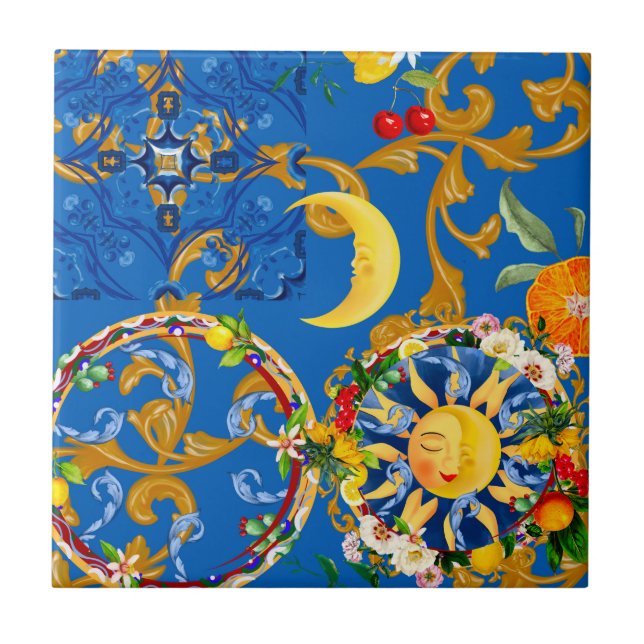 Sol siciliano,meia lua,verão,majolica,limão (Frente)