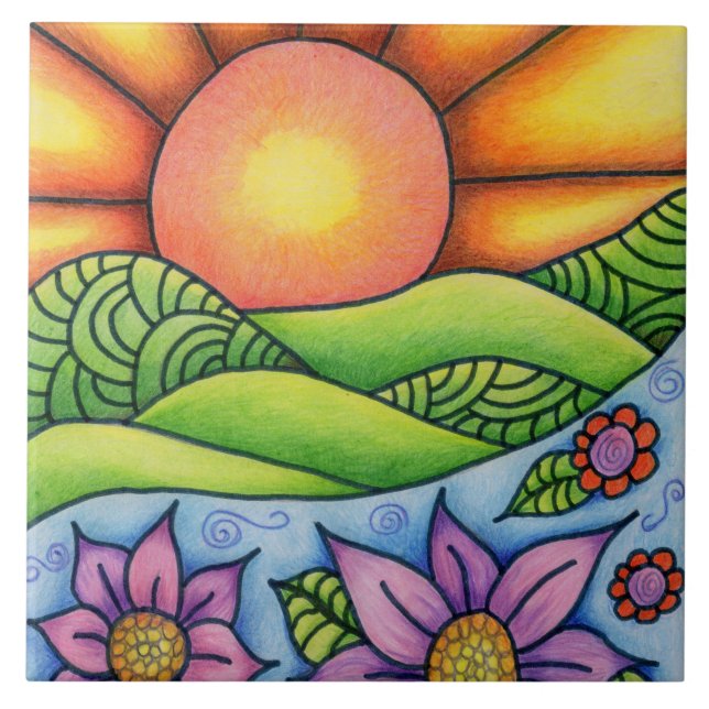 Sol Sobre Colinas, Córrego e Flores (Frente)
