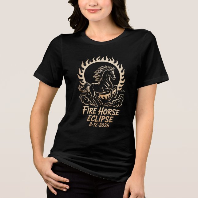 Solar Eclipse August 12,2026 Fire Horse Shirt (Frente)