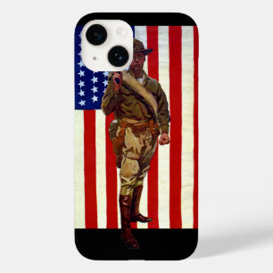 Soldado Patriótico Vintage com Bandeira Americana