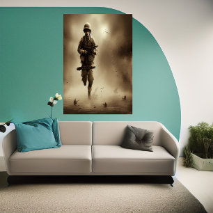 Soldador em execução AI Art Poster