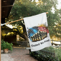 Soldados Americanos Patrióticos com Bandeira dos E