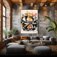 Soldados Jogando Xadrez – Poster de Arte de Rua An