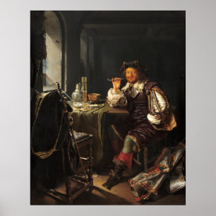Soldier Smoking - Frans van Mieris Fine Art Poster