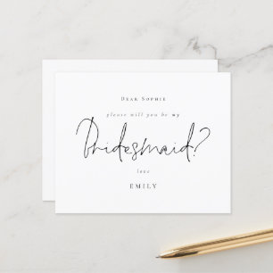 Solicitação de Bridesmaid de Script Preto Mínim