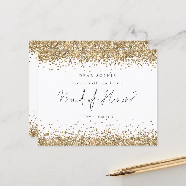 Solicitação de Madrinha de casamento de Glitter Do (Frente/Verso In Situ)