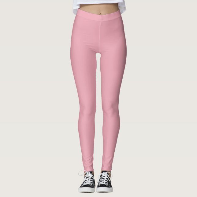 Solid Soft Pastel Pink Leggings Minimalist Athleis (Frente)