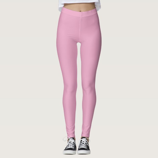 Solid Soft Pastel Pink Leggings Minimalist Athleis (Frente)