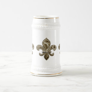 Sólido Fleur de Lis Caneca de cerveja Dourada