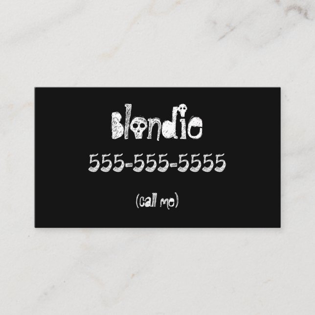 Sólido Gótico Preto Me Chame De Cartões (Frente)