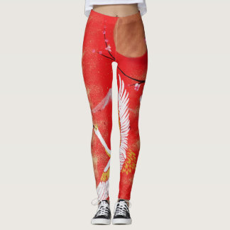 Solos-guindastes japoneses sakura Red Leggings