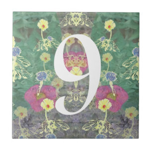 Solteiro Dígito Número Azulejo da Casa de Wildflow