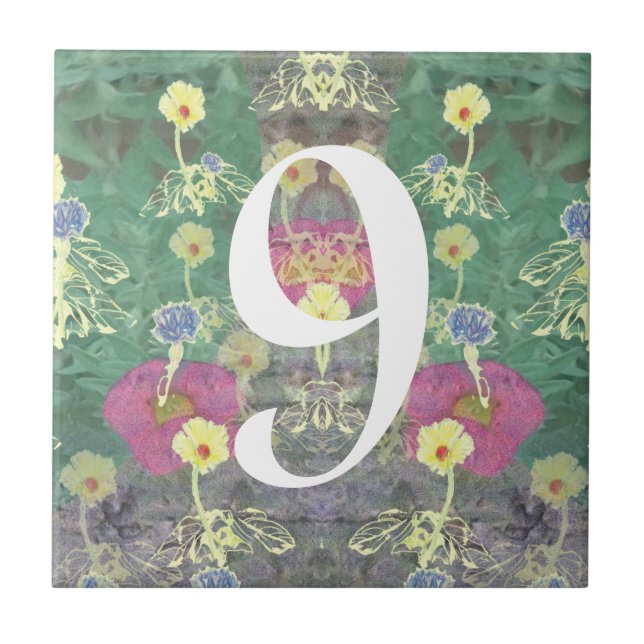 Solteiro Dígito Número Azulejo da Casa de Wildflow (Frente)