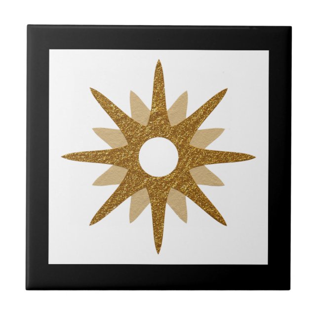 Solteiro moderno Dourado Starburst Black Frame Cer (Frente)
