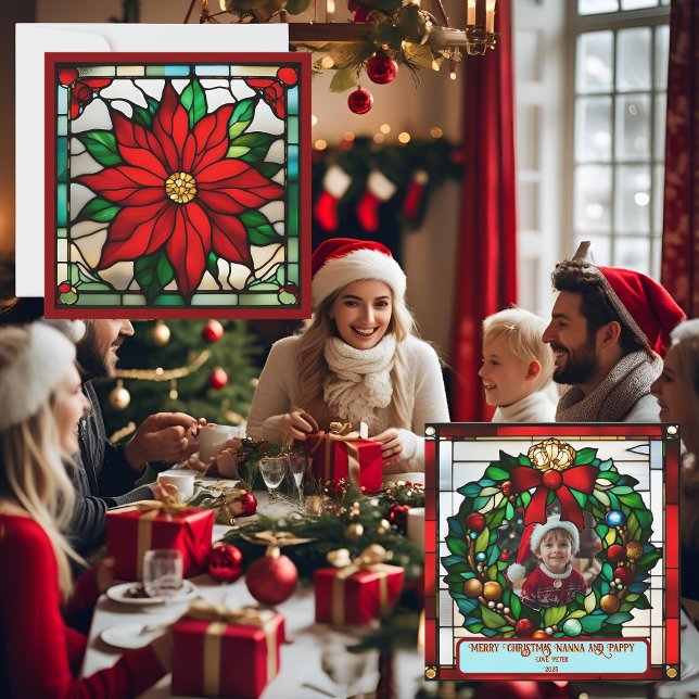 Solteiro Poinsettias Faux Vidro Mantido (Criador carregado)