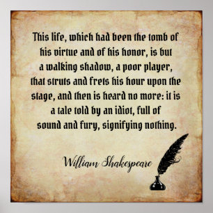 Som e Fury - impressão de aspas de Shakespeare