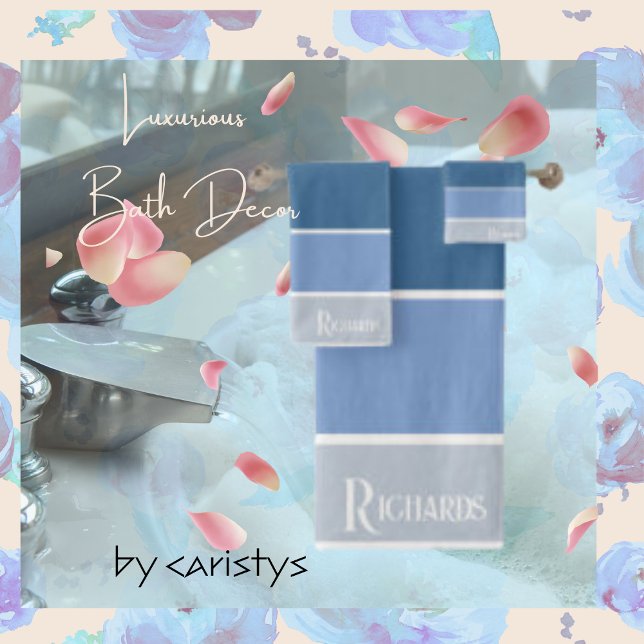 Sombras Azuis Monogramas com Toalha Branca (Criador carregado)