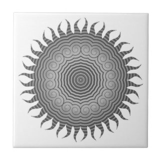 Sombras de Cinza Sun Mandala Azulejo cerâmico